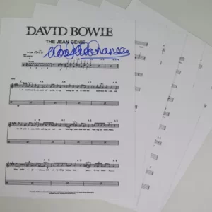 Woody Woodmansey DAVID BOWIE Signed Auto "The Jean Genie" Drum Chart Sheet JSA