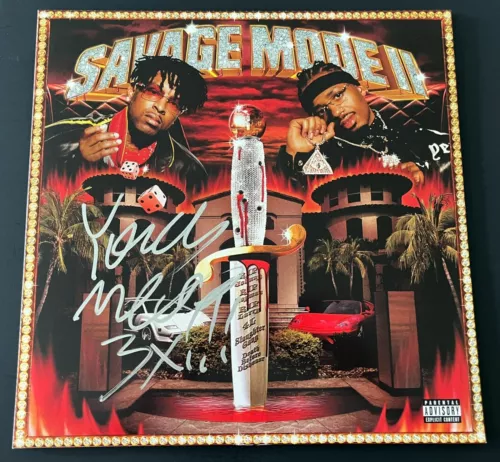 YOUNG METRO BOOMIN SIGNED SAVAGE MODE II VINYL W/EXACT PROOF BECKETT COA COLLECTIBLE MEMORABILIA