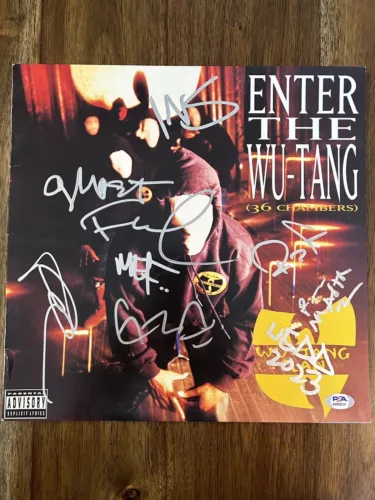 ‘WU TANG CLAN’ SIGNED ‘36 CHAMBERS’ VINYL ALBUM RECORD WU-TANG 8 MEMBERS PSA LOA COLLECTIBLE MEMORABILIA