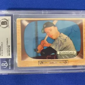 1955 BOWMAN GIL MCDOUGALD NEW YORK YANKEES SIGNED AUTOGRAPHED CARD #9 BECKETT