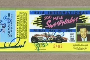 1969 Indy Indianapolis 500 F1 Replica Ticket Signed Mario Andretti Beckett BAS