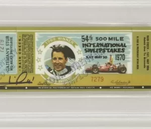 1970 Indy Indianapolis 500 Replica Ticket Signed Mario Andretti PSA DNA COA F1