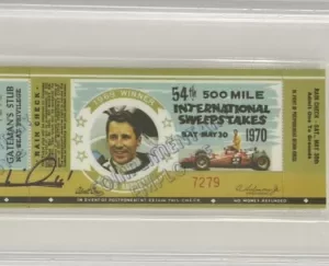 1970 Indy Indianapolis 500 Replica Ticket Signed Mario Andretti PSA DNA COA F1
