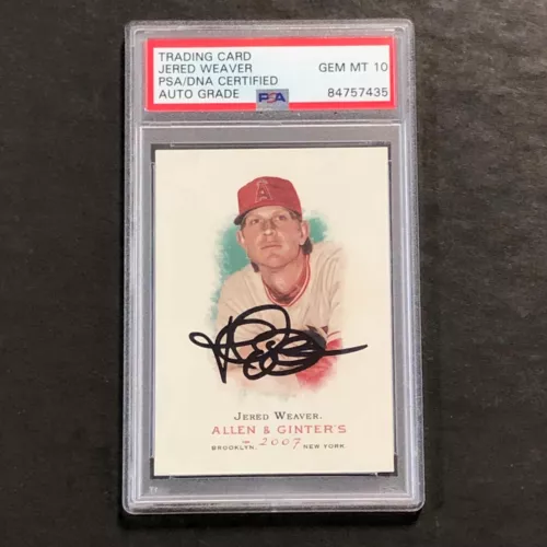 2007 TOPPS #135 JERED WEAVER SIGNED CARD AUTO PSA/DNA SLABBED ANGELS COLLECTIBLE MEMORABILIA