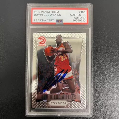 2012-13 PANINI PRIZM #188 DOMINIQUE WILKINS SIGNED CARD AUTO 10 PSA SLABBED HAWK COLLECTIBLE MEMORABILIA