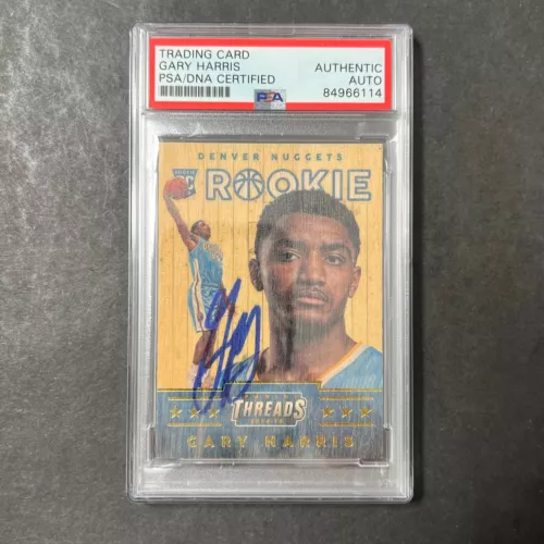 2014-15 Panini Threads #368 Gary Harris signed Auto Card PSA/DNA Slabbed Nuggets