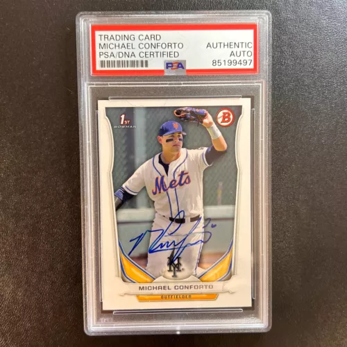 2014 TOPPS BOWMAN FIRST #DP7 MICHAEL CONFORTO SIGNED CARD PSA SLABBED AUTO METS COLLECTIBLE MEMORABILIA