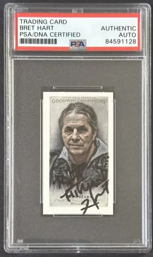 2016 UD Goodwin MINI Bret Hitman Hart WWE WWF PSA DNA Signed Autograph Hit Man