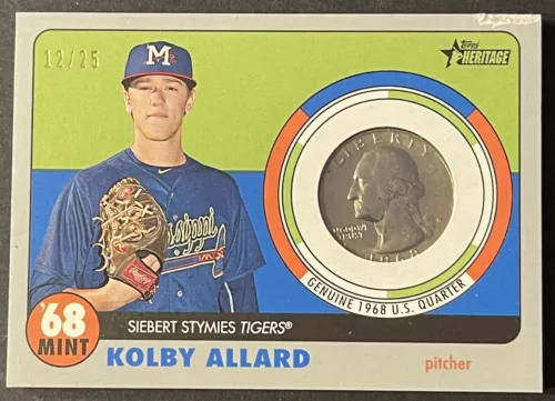 2017 Topps Heritage Minors '68 Mint Quarter #68MA-KA Kolby Allard RC #d/25