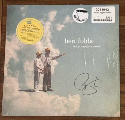 BEN FOLDS – WHAT MATTERS MOST GOLD SIGNED VINYL LP BECKETT BAS COA AUTOGRAPHED COLLECTIBLE MEMORABILIA