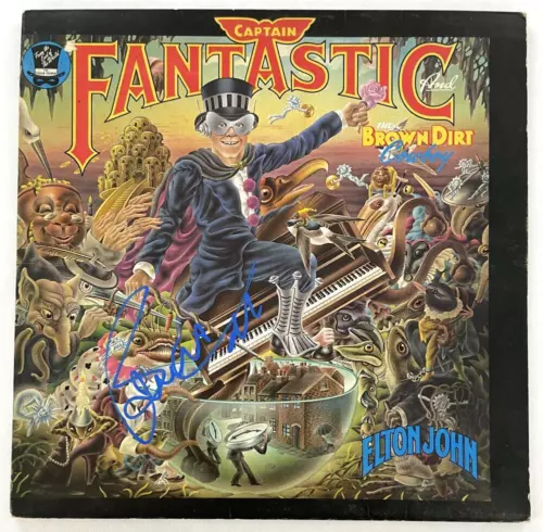 BERNIE TAUPIN SIGNED AUTOGRAPH ALBUM RECORD – ELTON JOHN CAPTAIN FANTASTIC JSA COLLECTIBLE MEMORABILIA