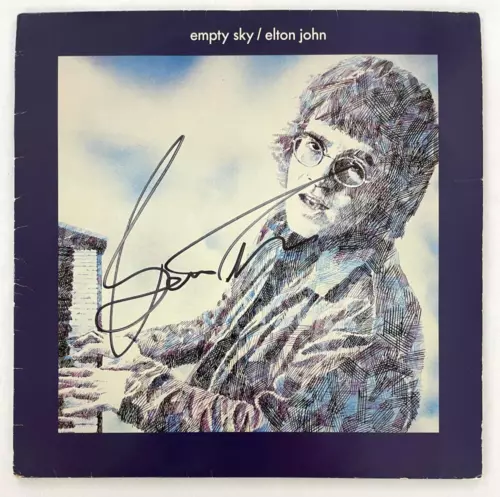 BERNIE TAUPIN SIGNED AUTOGRAPH ALBUM VINYL RECORD – ELTON JOHN EMPTY SKY JSA COA COLLECTIBLE MEMORABILIA