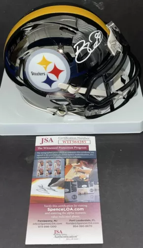 BRETT KEISEL SIGNED AUTOGRAPHED PITTSBURGH STEELERS CHROME MINI HELMET JSA COLLECTIBLE MEMORABILIA