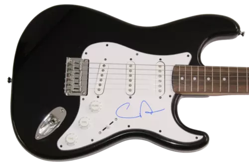 CARLOS SANTANA SIGNED AUTOGRAPH FULL SIZE BLACK FENDER ELECTRIC GUITAR JSA COA COLLECTIBLE MEMORABILIA