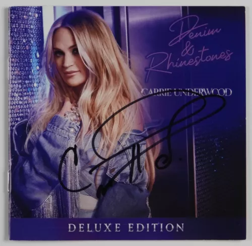 CARRIE UNDERWOOD JSA SIGNED AUTOGRAPH CD BOOKLET DENIM & RHINESTONES COLLECTIBLE MEMORABILIA