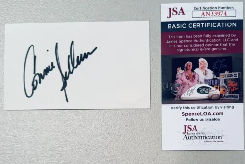 CONNIE SELLECCA SIGNED AUTOGRAPHED 3×5 CARD JSA CERT HOTEL FLYING HIGH COLLECTIBLE MEMORABILIA
