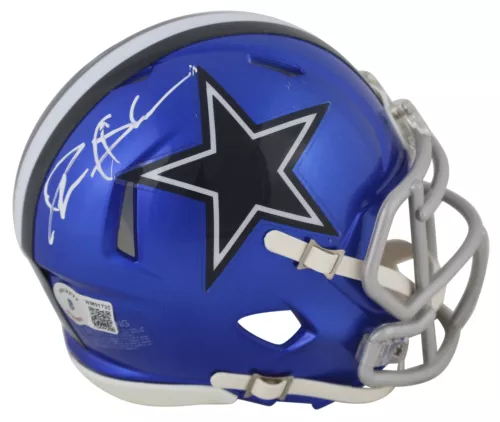 COWBOYS DEION SANDERS SIGNED FLASH SPEED MINI HELMET BAS WITNESSED #WM91735 COLLECTIBLE MEMORABILIA