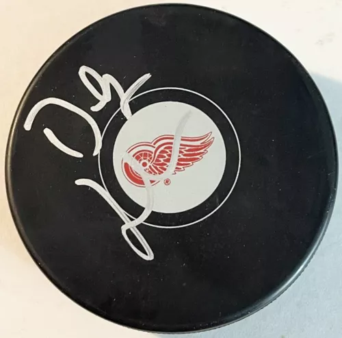 DEREK LALONDE SIGNED AUTOGRAPHED DETROIT RED WINGS LOGO PUCK PSA/DNA COLLECTIBLE MEMORABILIA