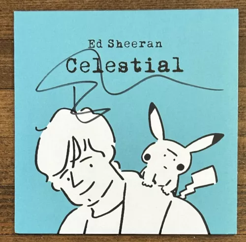 ED SHEERAN SIGNED CELESTIAL CD COVER BAS BECKETT COA AUTOGRAPH POKEMON PIKACHU COLLECTIBLE MEMORABILIA