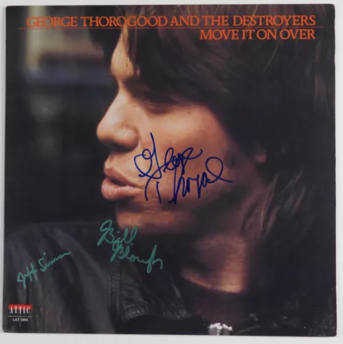 George Thorogood signed Move on over album vinyl record Proof Beckett COA star George Thorogood signed Move on over album vinyl record Proof Beckett COA star