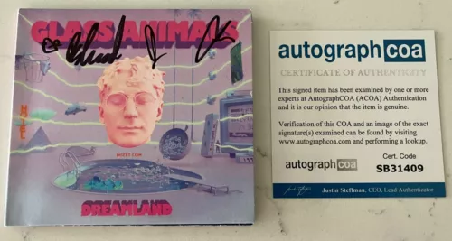 GLASS ANIMALS BAND SIGNED DREAMLAND CD DAVE BAYLEY +3 & AUTOGRAPH ACOA COLLECTIBLE MEMORABILIA
