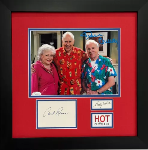 HOT IN CLEVELAND BETTY WHITE TIM CONWAY CARL REINER SIGNED FRAMED JSA COA COLLECTIBLE MEMORABILIA
