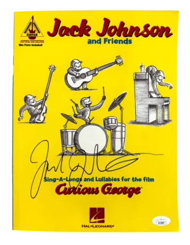 JACK JOHNSON SIGNED AUTOGRAPH CURIOUS GEORGE MUSIC BOOKLET SONGBOOK W/ JSA COA COLLECTIBLE MEMORABILIA