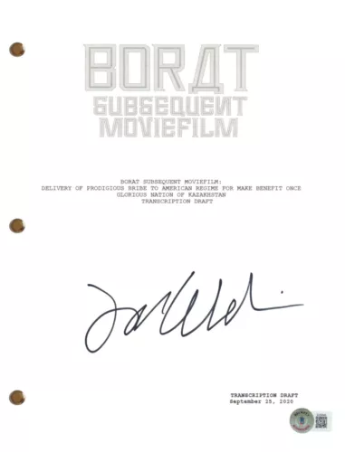 JASON WOLINER SIGNED AUTOGRAPH BORAT SUBSEQUENT MOVIEFILM MOVIE SCRIPT BAS COA COLLECTIBLE MEMORABILIA