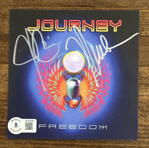 JOURNEY FREEDOM SIGNED CD COVER ART CARD BAS BECKETT COA SCHON CAIN AUTOGRAPHED COLLECTIBLE MEMORABILIA