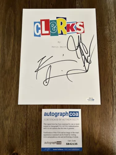 KEVIN SMITH & JEFF ANDERSON ‘CLERKS’ FULL 116 PAGE MOVIE SCRIPT SIGNED ACOA COLLECTIBLE MEMORABILIA