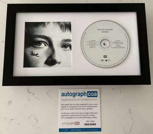 MAGGIE ROGERS SIGNED SURRENDER FRAMED & MATTED CD W/ AUTOGRAPH ACOA COA COLLECTIBLE MEMORABILIA