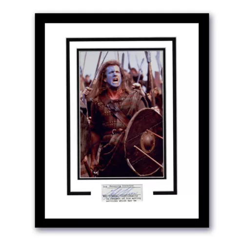 MEL GIBSON “BRAVEHEART” AUTOGRAPH SIGNED CUSTOM FRAMED 11×14 MATTED DISPLAY ACOA COLLECTIBLE MEMORABILIA