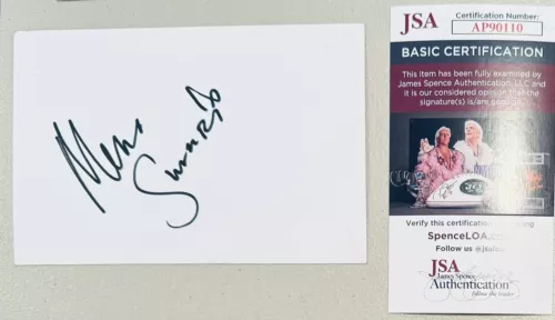 MENA SUVARI SIGNED AUTOGRAPHED 4×6 CARD JSA CERT AMERICAN BEAUTY COLLECTIBLE MEMORABILIA