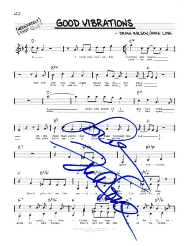 Mike Love signed Beach Boys Good Vibrations Lyrics sheet autograhed COA Proof STAR Mike Love signed Beach Boys Good Vibrations Lyrics sheet autograhed COA Proof STAR