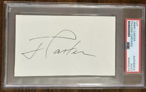 PRESIDENT JIMMY CARTER SIGNED CUT SIGNATURE PSA DNA COA AUTHENTIC AUTOGRAPH COLLECTIBLE MEMORABILIA