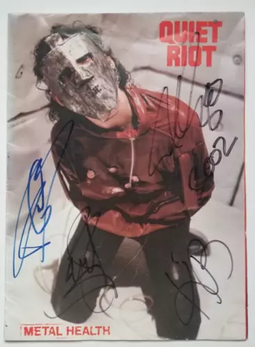QUIET RIOT 2X SIGNED METAL HEALTH FOLDOUT PROGRAM JSA LOA BANALI DUBROW SARZO + COLLECTIBLE MEMORABILIA
