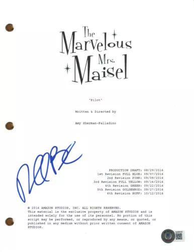 RACHEL BROSNAHAN SIGNED AUTOGRAPH THE MARVELOUS MRS. MAISEL PILOT SCRIPT BAS COA COLLECTIBLE MEMORABILIA
