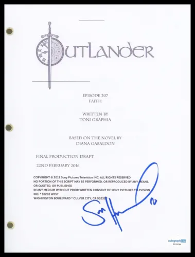 SAM HEUGHAN “OUTLANDER” AUTOGRAPH SIGNED COMPLETE ‘FAITH’ EPISODE SCRIPT ACOA COLLECTIBLE MEMORABILIA