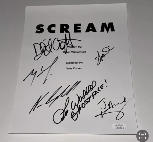 SCREAM CAST SIGNED FULL MOVIE SCRIPT NEVE LILLARD SKEET ARQUETTE +++ JSA COA COLLECTIBLE MEMORABILIA