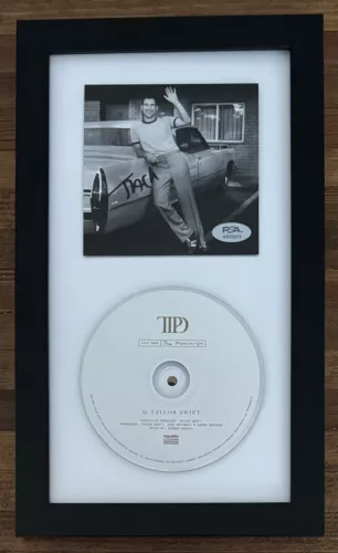 SIGNED FRAMED JACK ANTONOFF PICTURE PSA DNA COA & TAYLOR SWIFT TORTURED POETS CD COLLECTIBLE MEMORABILIA