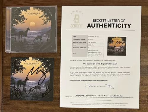 SIGNED MEMORY LANE OLD DOMINION AUTOGRAPHED CD BOOK FULL BAND BAS BECKETT COA COLLECTIBLE MEMORABILIA