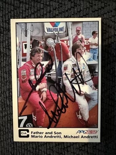 SIGNED TRADING CARD INDY 500 CAR MARIO & MICHAEL ANDRETTI AUTOGRAPHED COLLECTIBLE MEMORABILIA