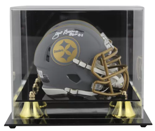 STEELERS JOE GREENE “HOF 87” SIGNED SLATE SPEED MINI HELMET W/ CASE BAS WITNESS COLLECTIBLE MEMORABILIA