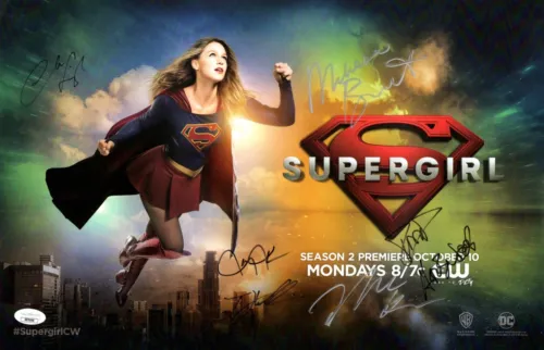 SUPERGIRL CAST SIGNED AUTOGRAPHED 11X17 POSTER BENOIST LEIGH +4 JSA XX76668 COLLECTIBLE MEMORABILIA
