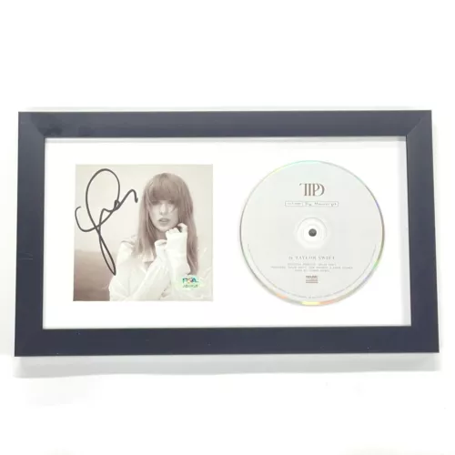 TAYLOR SWIFT SIGNED CD COVER FRAMED PSA/DNA TORTURED POETS DEPARTMENT COLLECTIBLE MEMORABILIA
