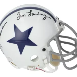 Tom Landry & Roger Staubach Dual-Signed Dallas Cowboys Mini-Helmet - JSA COA