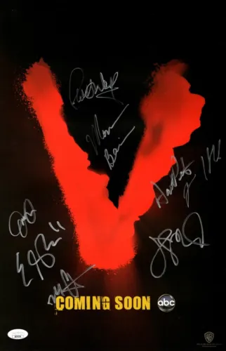 V CAST SIGNED AUTOGRAPHED 11X17 POSTER MITCHELL MACCARIN WOLF +5 JSA XX76738 COLLECTIBLE MEMORABILIA