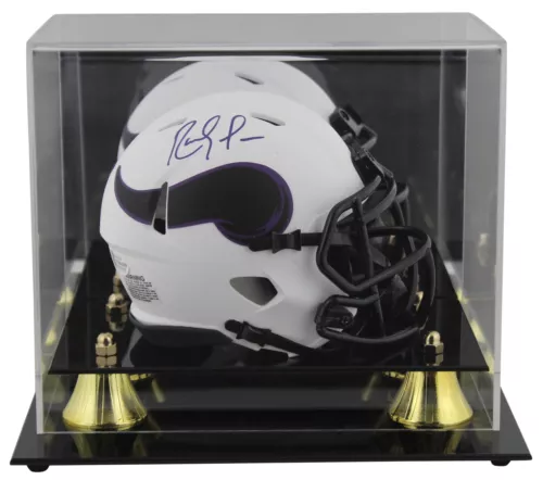 VIKINGS RANDY MOSS AUTHENTIC SIGNED LUNAR MINI HELMET W/ CASE BAS WITNESSED COLLECTIBLE MEMORABILIA