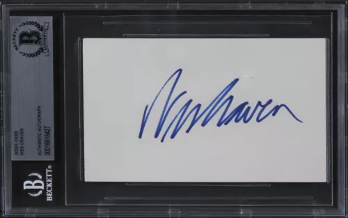 WES CRAVEN SCREAM AUTHENTIC SIGNED 3×5 INDEX CARD AUTOGRAPHED BAS SLABBED COLLECTIBLE MEMORABILIA