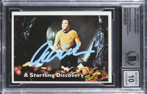 WILLIAM SHATNER STAR TREK SIGNED 1976 TOPPS STAR TREK #45 CARD AUTO 10! BAS SLAB COLLECTIBLE MEMORABILIA